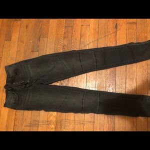 Grey black lace up jeans